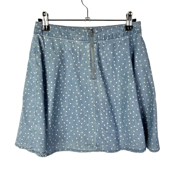 Forever 21 Chambray Blue & White Polka Dot A-Line Mini Skirt XS - Picture 4 of 6